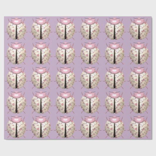 Ladybug violett und Rose niedliches Blumenrosa lil Geschenkpapier (Flach)