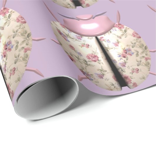 Ladybug violett und Rose niedliches Blumenrosa lil Geschenkpapier (Rolleneckpunkt)
