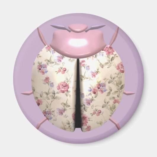 Ladybug violett und Rose niedliches Blumenrosa lil Magnet (Vorne)