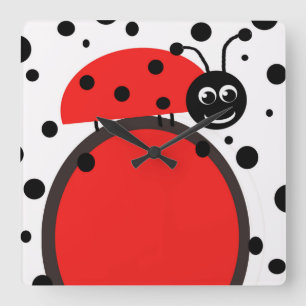 Ladybug Wallclock Quadratische Wanduhr