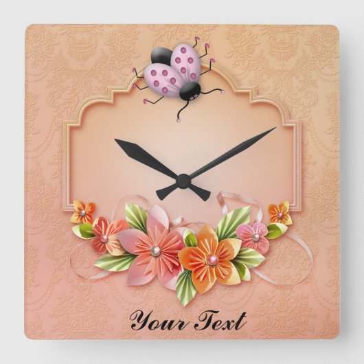 Ladybug Wallclock Quadratische Wanduhr (Vorderseite)