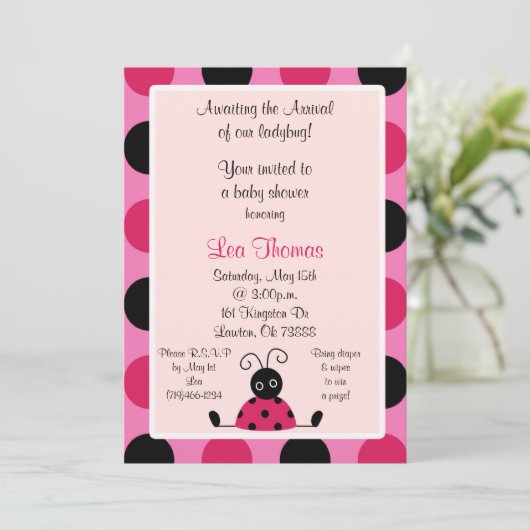 Ladybug, Warte auf die Ankunft unserer Ladybug! Einladung (Stehend Vorderseite)