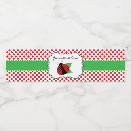Ladybug Wasserflaschen Etiketten Grün & Rot (Einzelnes Label)