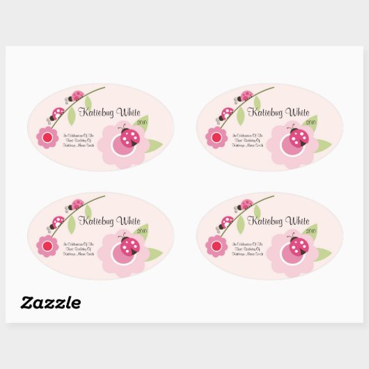 Ladybug-Weinetikett Ovaler Aufkleber (Blatt)