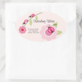 Ladybug-Weinetikett Ovaler Aufkleber (Tasche)