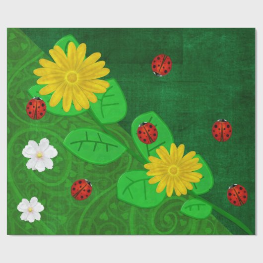 Ladybug Whimsey 3D Folk Art Geschenkpapier (Flach)