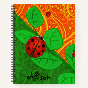 Ladybug Whimsey 3D Folk Art HINZUFÜGEN IHREN NAMEN Notizblock