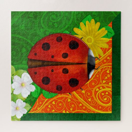 Ladybug Whimsey 3D Folk Art Puzzle (Horizontal)