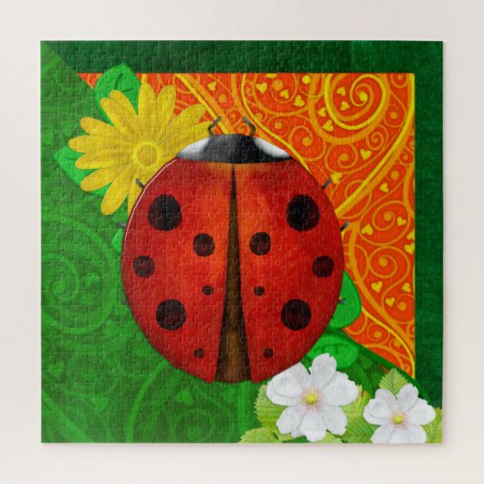 Ladybug Whimsey 3D Folk Art Puzzle (Vertikal)