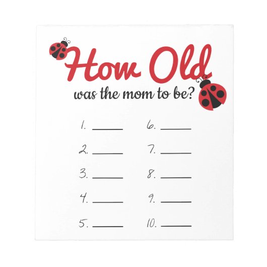Ladybug wie alt war das Mama Game Anssheet Notizblock (Vorderseite)