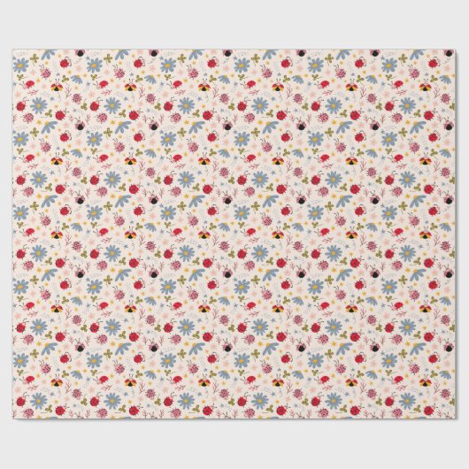 Ladybug Wildblume Pattern Geschenkpapier (Flach)