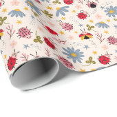 Ladybug Wildblume Pattern Geschenkpapier (Rolleneckpunkt)