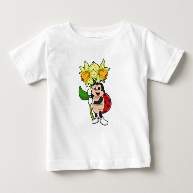 Ladybug with Flower Daffodil Baby T-shirt (Vorderseite)