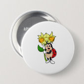 Ladybug with Flower Daffodil Button (Vorne & Hinten)