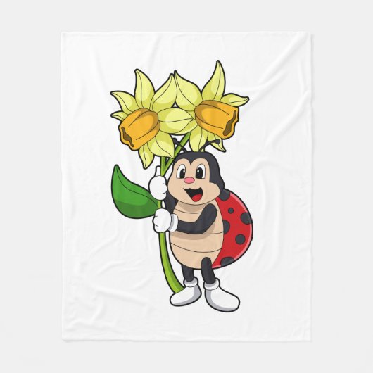 Ladybug with Flower Daffodil Fleecedecke (Vorderseite)