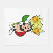 Ladybug with Flower Daffodil Fleecedecke (Vorderseite (Horizontal))