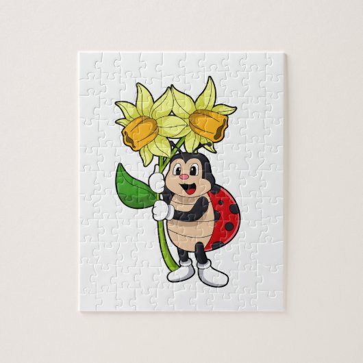 Ladybug with Flower Daffodil Puzzle (Vertikal)