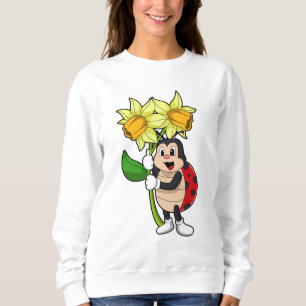 Ladybug with Flower Daffodil Sweatshirt