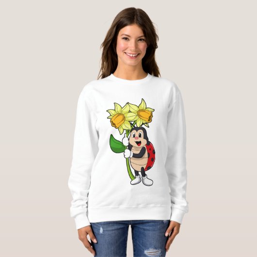 Ladybug with Flower Daffodil Sweatshirt (Vorne ganz)