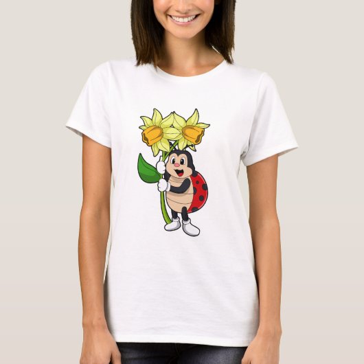 Ladybug with Flower Daffodil T-Shirt (Vorderseite)