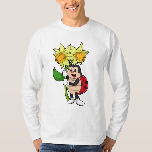 Ladybug with Flower Daffodil T-Shirt (Vorderseite)