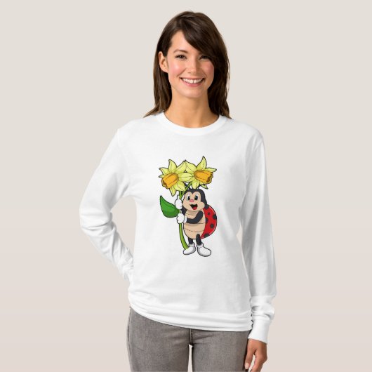 Ladybug with Flower Daffodil T-Shirt (Vorne ganz)
