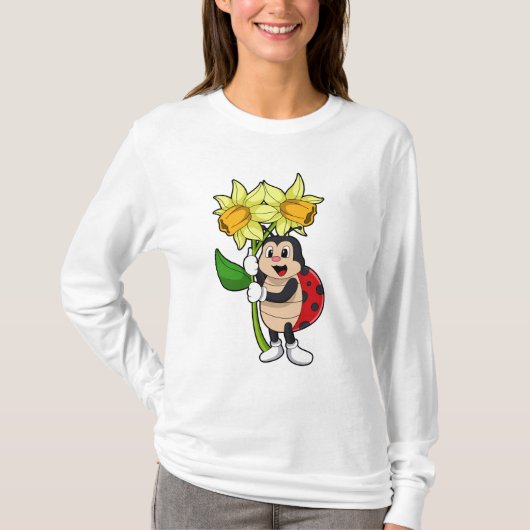 Ladybug with Flower Daffodil T-Shirt (Vorderseite)