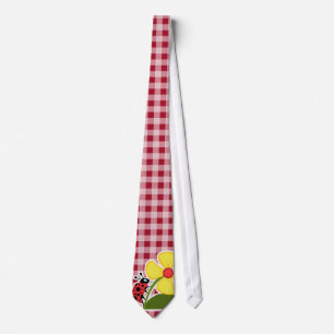 Ladybug zu Carmine Red Gingham Krawatte