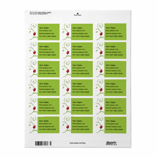 Ladybug zu Wein Adressaufkleber (Vorne)