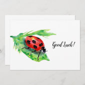 Ladybug zur grünen Leaf-Viel Glück Dankeskarte (Vorne/Hinten)