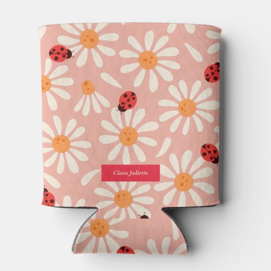 Ladybugs and Daisies Custom Name Dosenkühler (Rückseite)