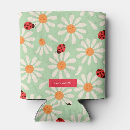 Ladybugs and Daisies Custom Name Dosenkühler (Rückseite)