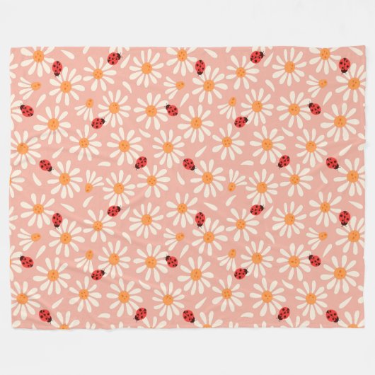 Ladybugs and Daisies Fleece Blanket (Vorderseite (Horizontal))