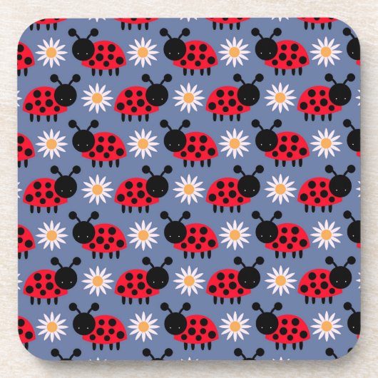 Ladybugs and Daisies Pattern Untersetzer (Vorderseite)