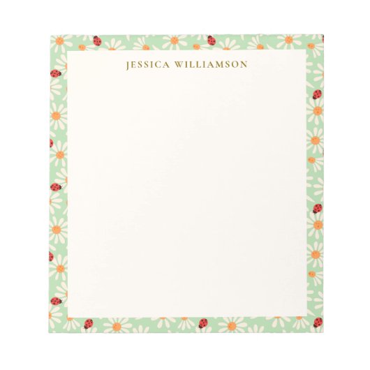 Ladybugs and Daisies Personalized Name Notizblock (Vorderseite)