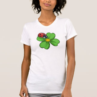 Ladybugs and Green Leaves Nature Illustration Past T-Shirt