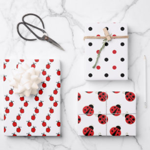 Ladybugs and Polka Dots Design Wrapping Paper She Geschenkpapier Set