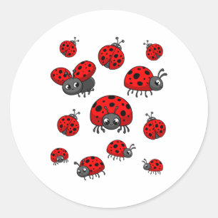 Ladybugs Art for Boy Girl Kid Kinderinsekt Ladyb Runder Aufkleber