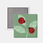 Ladybugs auf Blätter Magnet (Vorderseite/Rückseite)