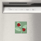 Ladybugs auf Blätter Magnet (In Situ (Geschirrspüler))