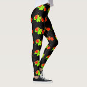 Ladybugs auf Kleeblatt Pattern Schwarze Leggings (Rechts)