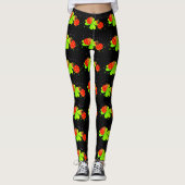 Ladybugs auf Kleeblatt Pattern Schwarze Leggings (Vorderseite)