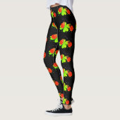 Ladybugs auf Kleeblatt Pattern Schwarze Leggings (Links)