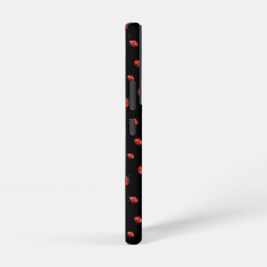 Ladybugs auf schwarzem Muster mit Initialen Samsung Galaxy Hülle (Rechte Seite)