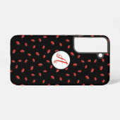 Ladybugs auf schwarzem Muster mit Initialen Samsung Galaxy Hülle (Rückseite (Horizontal))