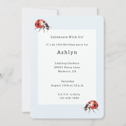 Ladybugs Birthday Einladung (Vorderseite)