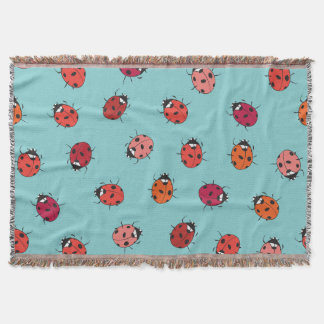 Ladybugs, blauer Hintergrund, bezauberndes, nahtlo Decke