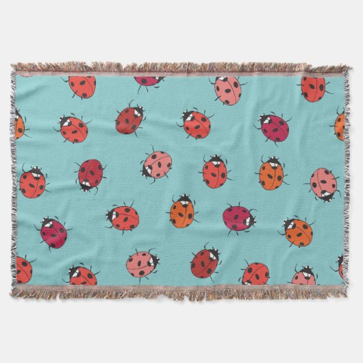 Ladybugs, blauer Hintergrund, bezauberndes, nahtlo Decke (Vorderseite)