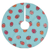 Ladybugs, blauer Hintergrund, bezauberndes, nahtlo Polyester Weihnachtsbaumdecke (Vorderseite)