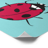 Ladybugs, blauer Hintergrund, bezauberndes, nahtlo Poster (Ecke)
